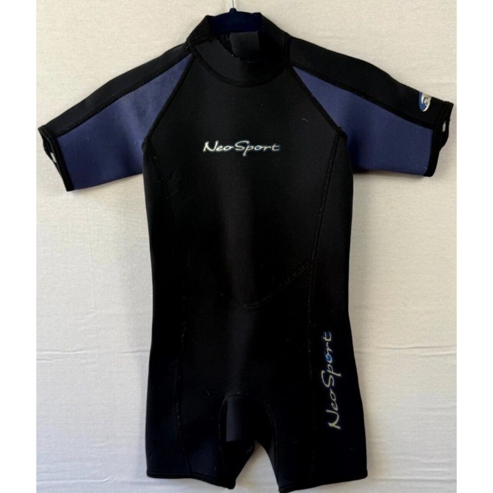 NeoSport‎ Youth Size 8 Shorty Wetsuit Black Short Sleeve Neoprene Spring Suit